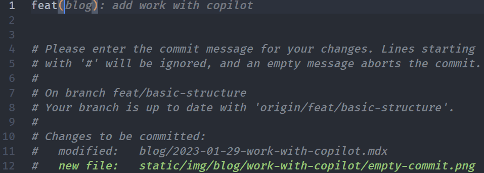 在 Editor 模式下和 Copilot 一起編輯 Commit Message